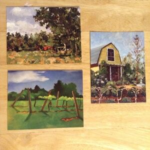 Six Blank Bucks County Wine & Art Trail Note Cards With Vintage Looking Scenes